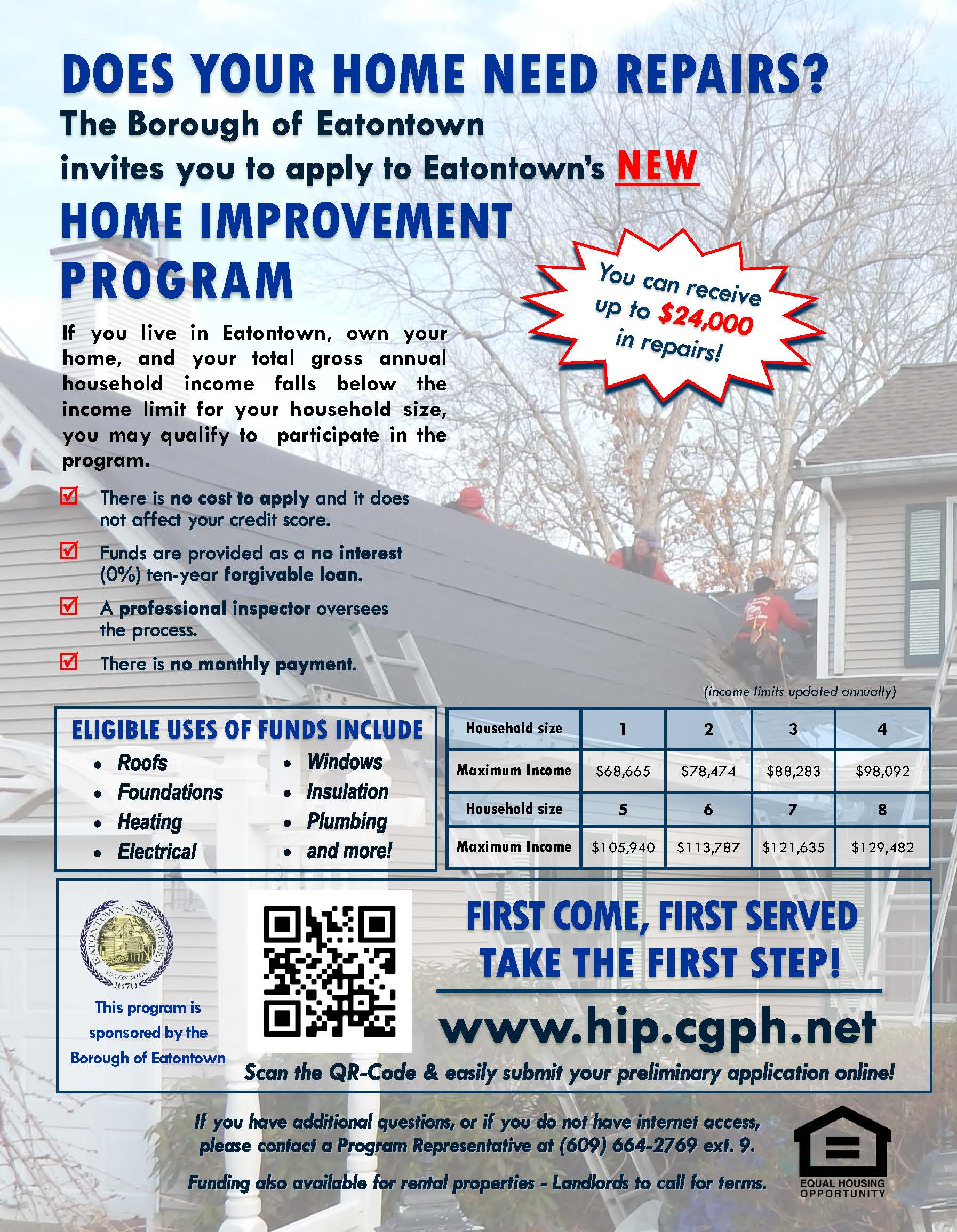 Eatontown homeowner outreach flyer new program 2022 w.QRCode