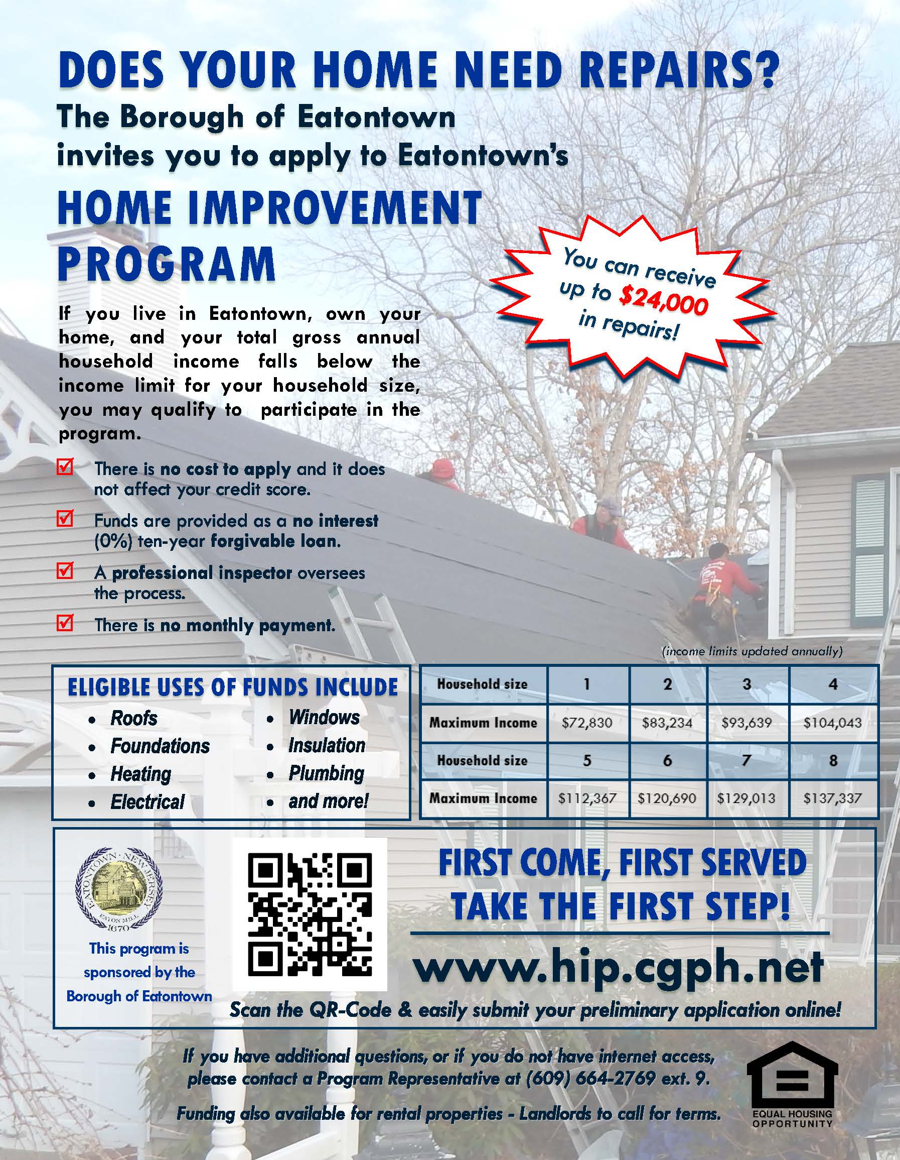 Eatontown homeowner outreach flyer new program 2023 w.QRCode