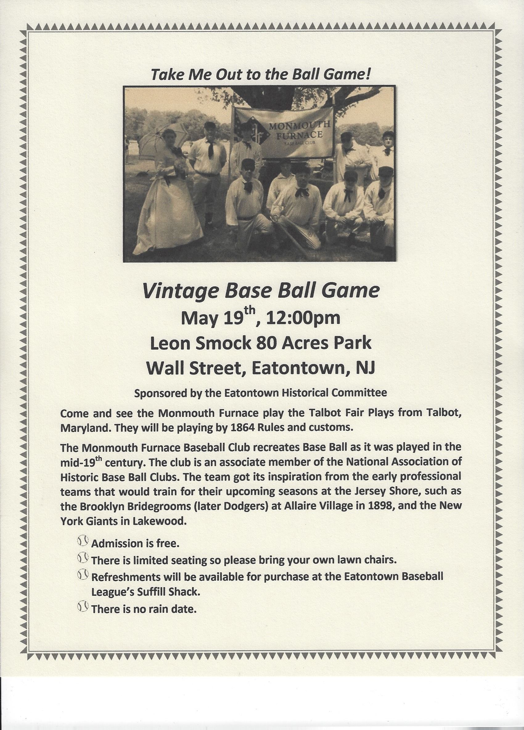 Monmouth Furnace Game Flyer