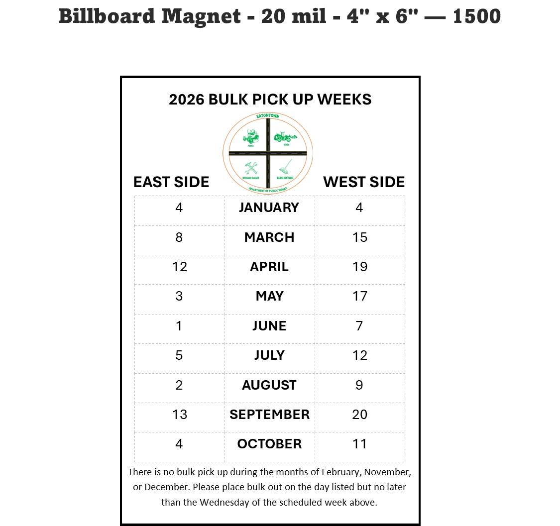 Bulk Schedule Magnet - 1500