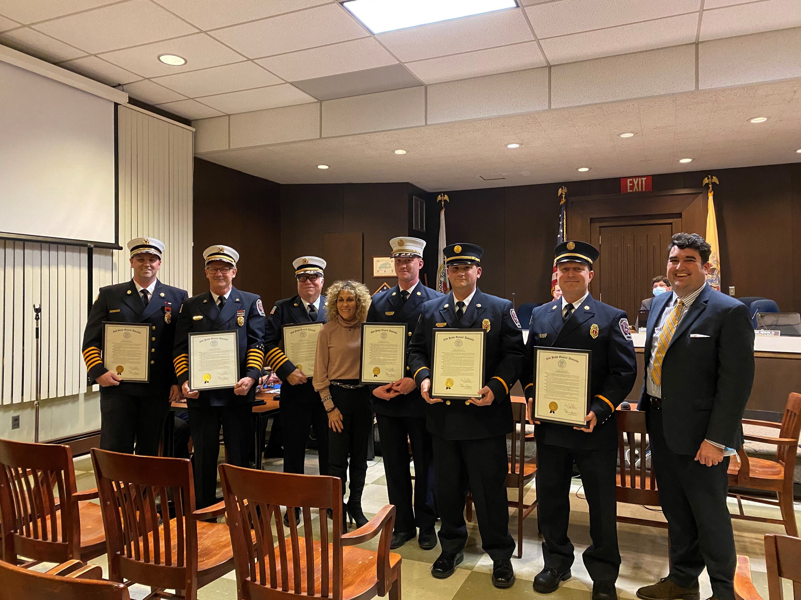 Members of the Fire Department being recognized for their Life Saving efforts in 2021